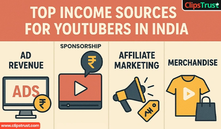 Top Income Sources For Youtubers in India 