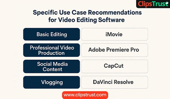 What are the Specific Use Case Recommendations for Video Editing Software