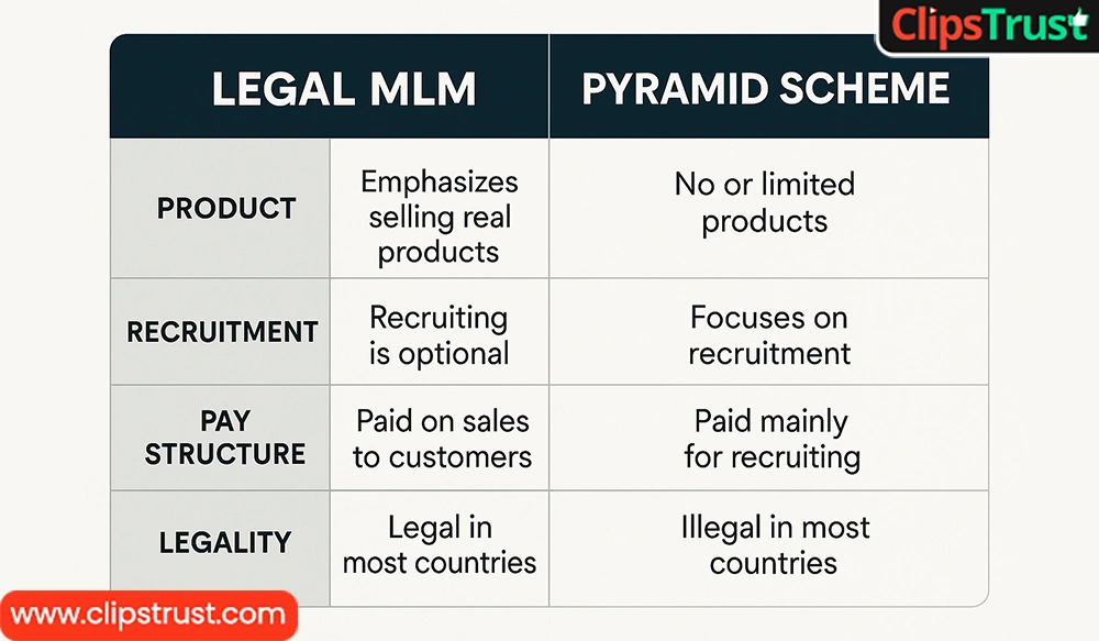 legal mlm vs. pyramid schemes